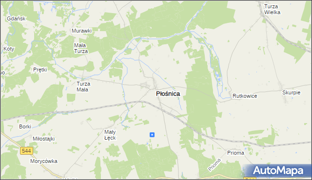 mapa Płośnica, Płośnica na mapie Targeo