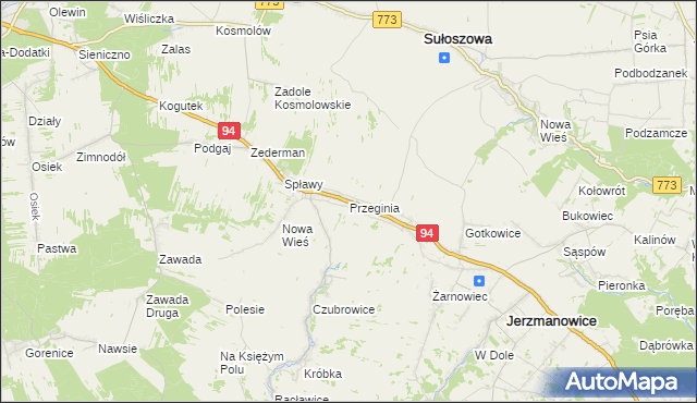 mapa Przeginia, Przeginia na mapie Targeo