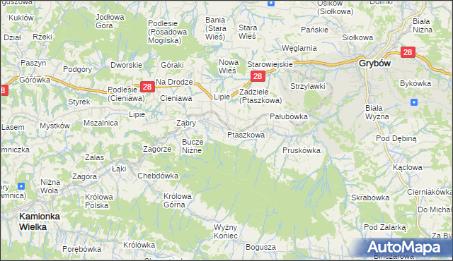 mapa Ptaszkowa, Ptaszkowa na mapie Targeo