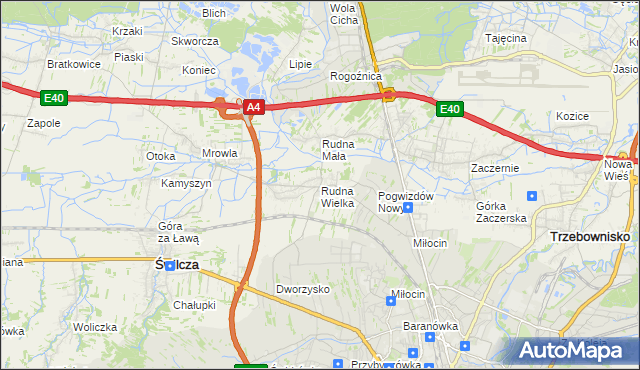 mapa Rudna Wielka gmina Świlcza, Rudna Wielka gmina Świlcza na mapie Targeo