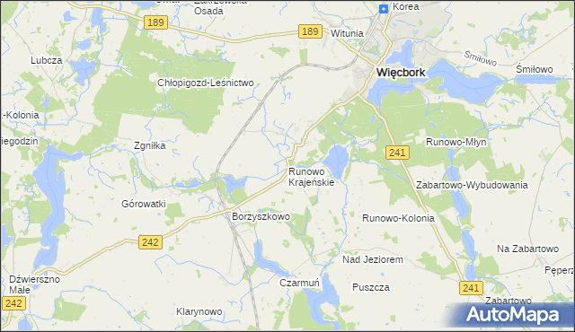 mapa Runowo Krajeńskie, Runowo Krajeńskie na mapie Targeo