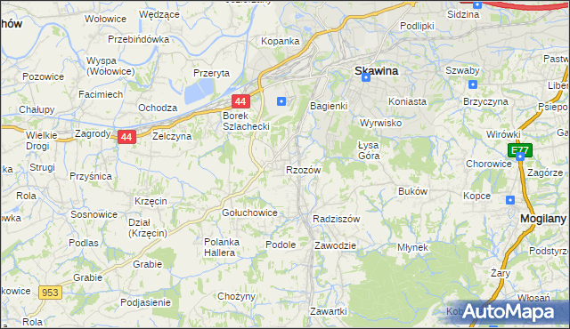 mapa Rzozów, Rzozów na mapie Targeo