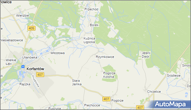 mapa Rzymkowice, Rzymkowice na mapie Targeo