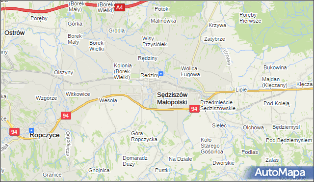 mapa Sędziszów Małopolski, Sędziszów Małopolski na mapie Targeo