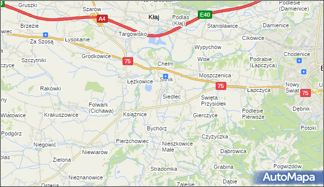 mapa Siedlec gmina Bochnia, Siedlec gmina Bochnia na mapie Targeo