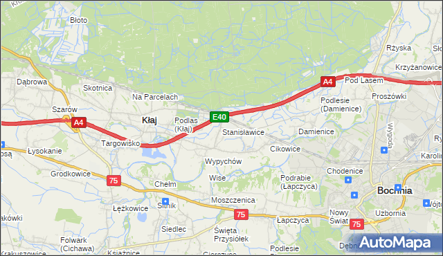 mapa Stanisławice gmina Bochnia, Stanisławice gmina Bochnia na mapie Targeo