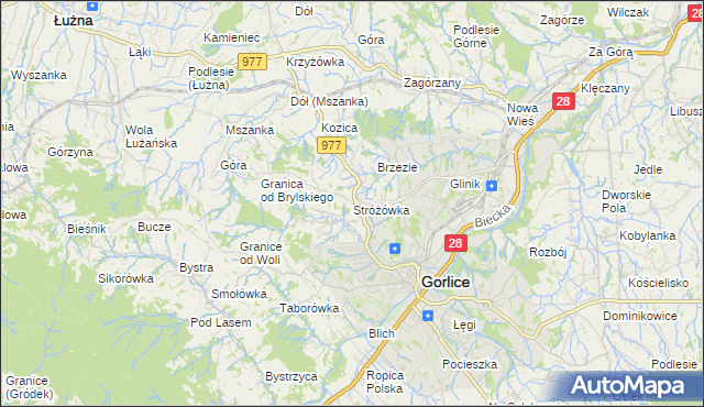 mapa Stróżówka, Stróżówka na mapie Targeo
