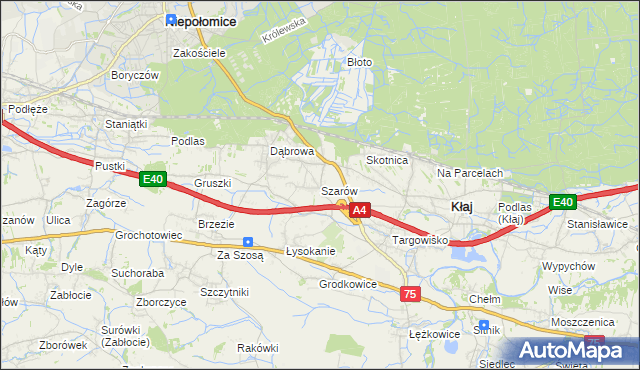 mapa Szarów gmina Kłaj, Szarów gmina Kłaj na mapie Targeo