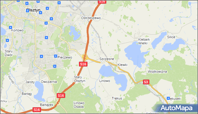 mapa Szczęsne gmina Purda, Szczęsne gmina Purda na mapie Targeo