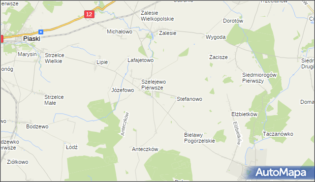 mapa Szelejewo Drugie, Szelejewo Drugie na mapie Targeo