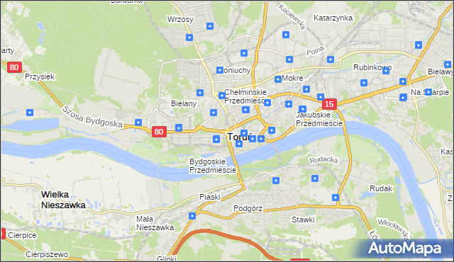 mapa Torunia, Toruń na mapie Targeo