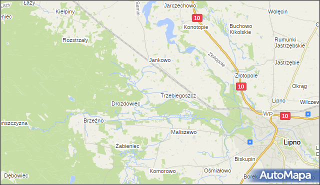 mapa Trzebiegoszcz, Trzebiegoszcz na mapie Targeo