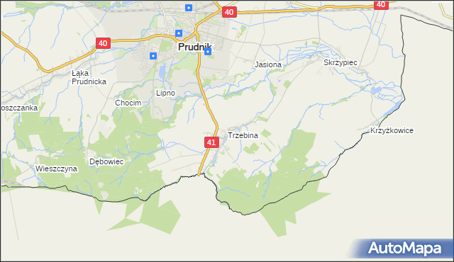 mapa Trzebina gmina Lubrza, Trzebina gmina Lubrza na mapie Targeo