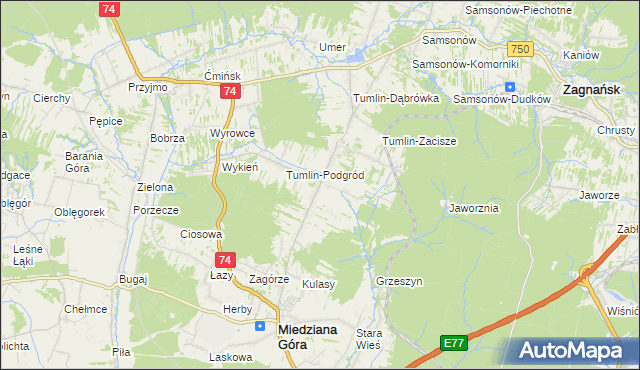 mapa Tumlin-Wykień, Tumlin-Wykień na mapie Targeo