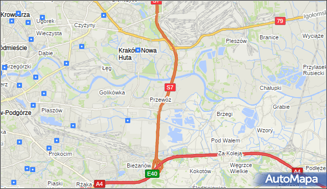 mapa Ulica gmina Kraków, Ulica gmina Kraków na mapie Targeo