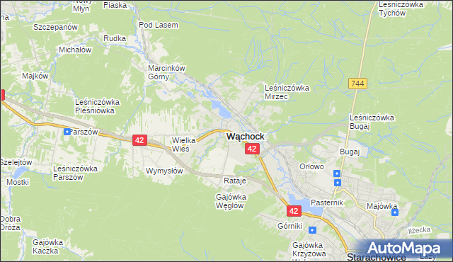 mapa Wąchock, Wąchock na mapie Targeo