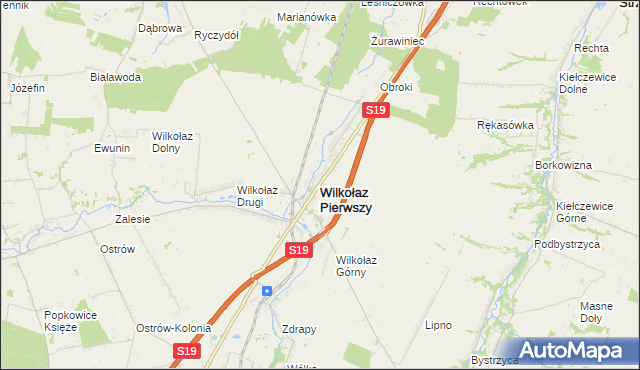 mapa Wilkołaz Pierwszy, Wilkołaz Pierwszy na mapie Targeo