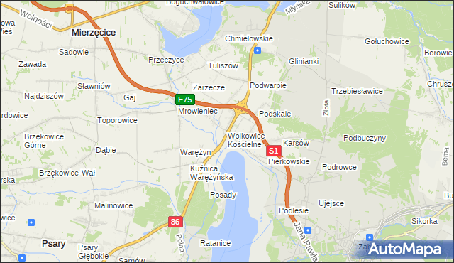 mapa Wojkowice Kościelne, Wojkowice Kościelne na mapie Targeo