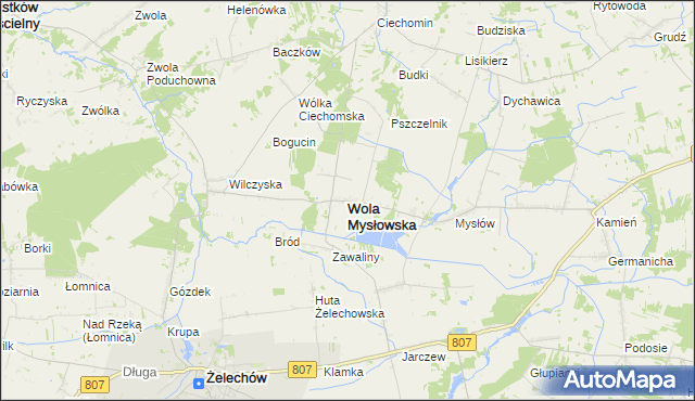 mapa Wola Mysłowska, Wola Mysłowska na mapie Targeo