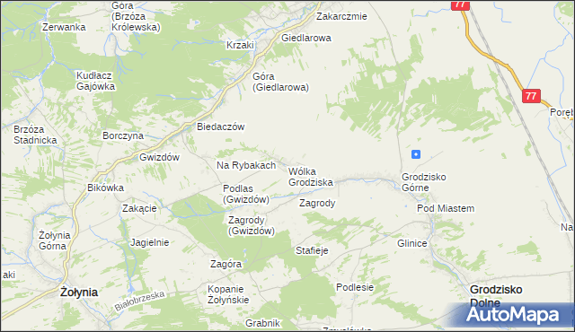 mapa Wólka Grodziska gmina Grodzisko Dolne, Wólka Grodziska gmina Grodzisko Dolne na mapie Targeo