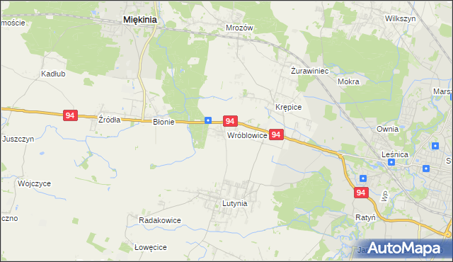 mapa Wróblowice gmina Miękinia, Wróblowice gmina Miękinia na mapie Targeo