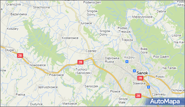 mapa Zabłotce gmina Sanok, Zabłotce gmina Sanok na mapie Targeo