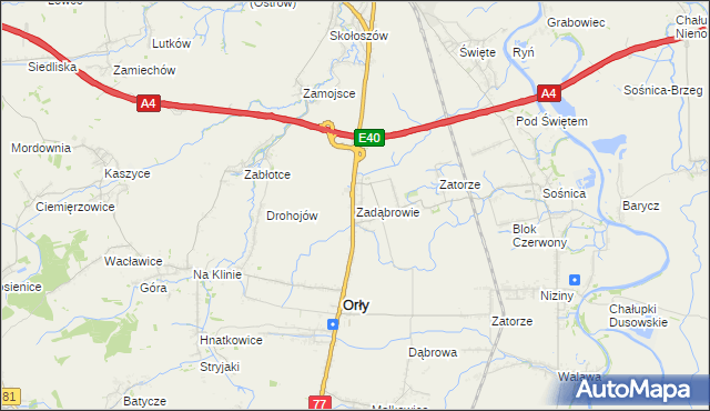 mapa Zadąbrowie gmina Orły, Zadąbrowie gmina Orły na mapie Targeo