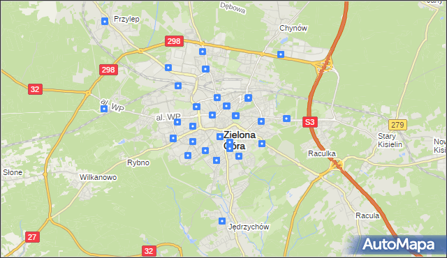 mapa Zielona Góra, Zielona Góra na mapie Targeo