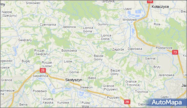 mapa Bączal Górny, Bączal Górny na mapie Targeo