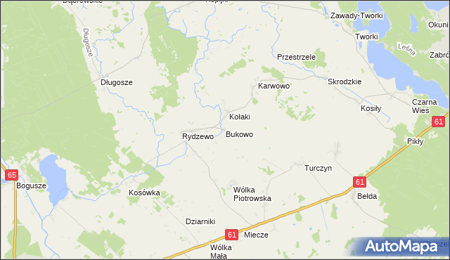 mapa Bukowo gmina Rajgród, Bukowo gmina Rajgród na mapie Targeo