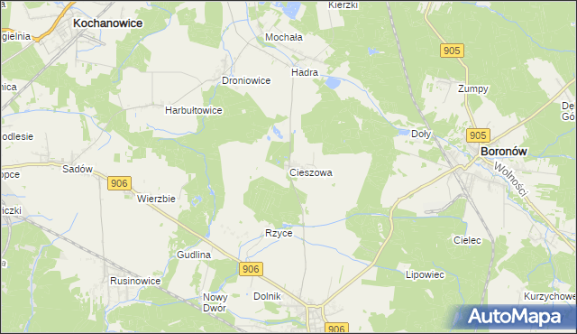 mapa Cieszowa, Cieszowa na mapie Targeo