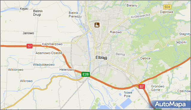 mapa Elbląga, Elbląg na mapie Targeo