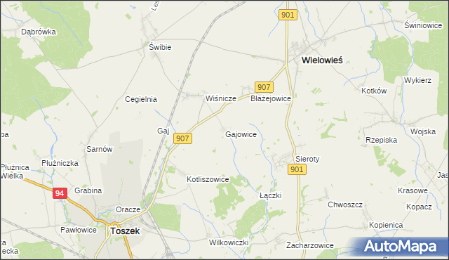 mapa Gajowice, Gajowice na mapie Targeo