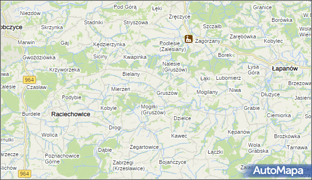 mapa Gruszów gmina Raciechowice, Gruszów gmina Raciechowice na mapie Targeo