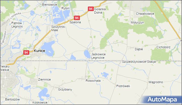 mapa Jaśkowice Legnickie, Jaśkowice Legnickie na mapie Targeo