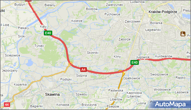 mapa Kobierzyn gmina Kraków, Kobierzyn gmina Kraków na mapie Targeo