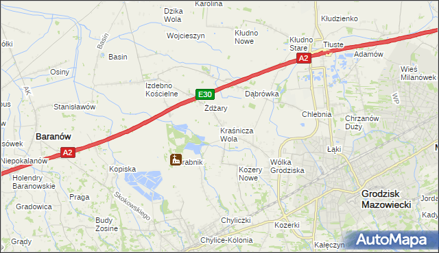 mapa Kraśnicza Wola, Kraśnicza Wola na mapie Targeo