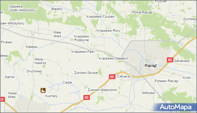 mapa Kraszewo-Sławęcin, Kraszewo-Sławęcin na mapie Targeo