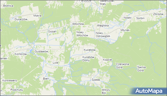 mapa Kucębów, Kucębów na mapie Targeo