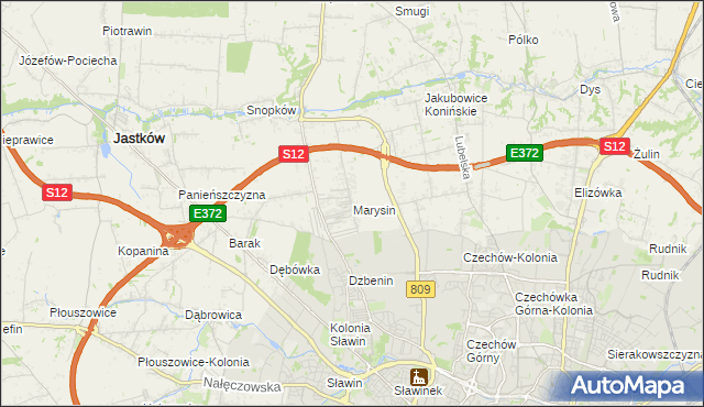 mapa Marysin gmina Jastków, Marysin gmina Jastków na mapie Targeo