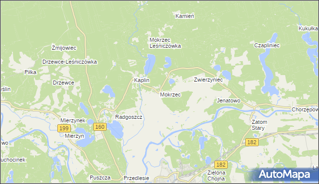 mapa Mokrzec gmina Międzychód, Mokrzec gmina Międzychód na mapie Targeo