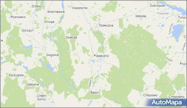 mapa Piaseczno gmina Trzcińsko-Zdrój, Piaseczno gmina Trzcińsko-Zdrój na mapie Targeo
