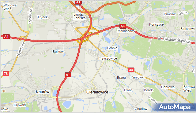 mapa Przyszowice, Przyszowice na mapie Targeo