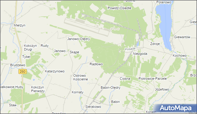 mapa Radłowo Leśne, Radłowo Leśne na mapie Targeo