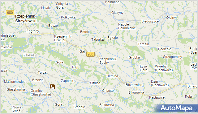 mapa Rzepiennik Suchy, Rzepiennik Suchy na mapie Targeo