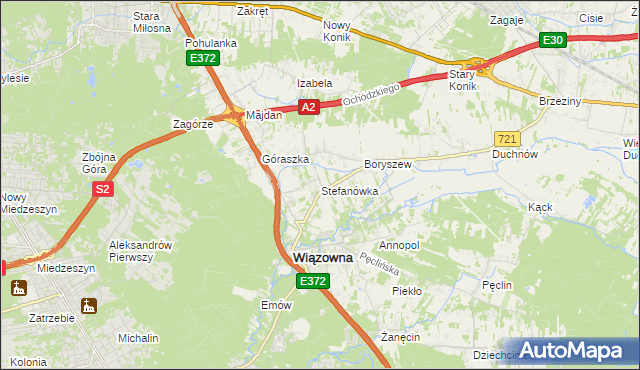 mapa Stefanówka gmina Wiązowna, Stefanówka gmina Wiązowna na mapie Targeo