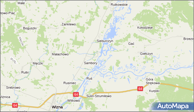 mapa Wierciszewo gmina Wizna, Wierciszewo gmina Wizna na mapie Targeo