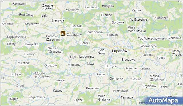 mapa Wolica gmina Łapanów, Wolica gmina Łapanów na mapie Targeo