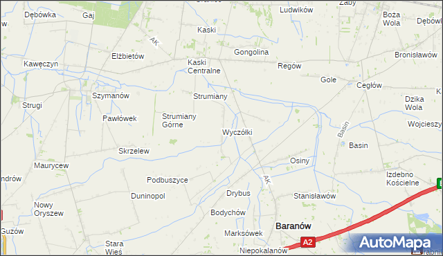 mapa Wyczółki gmina Baranów, Wyczółki gmina Baranów na mapie Targeo