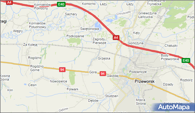 mapa Grzęska, Grzęska na mapie Targeo